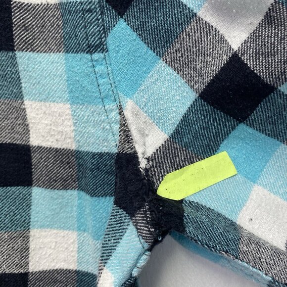 RUSTY Plaid Flannel Collared Button Up Shirt Men Medium Multicolor Front Pocket - Picture 2 of 16